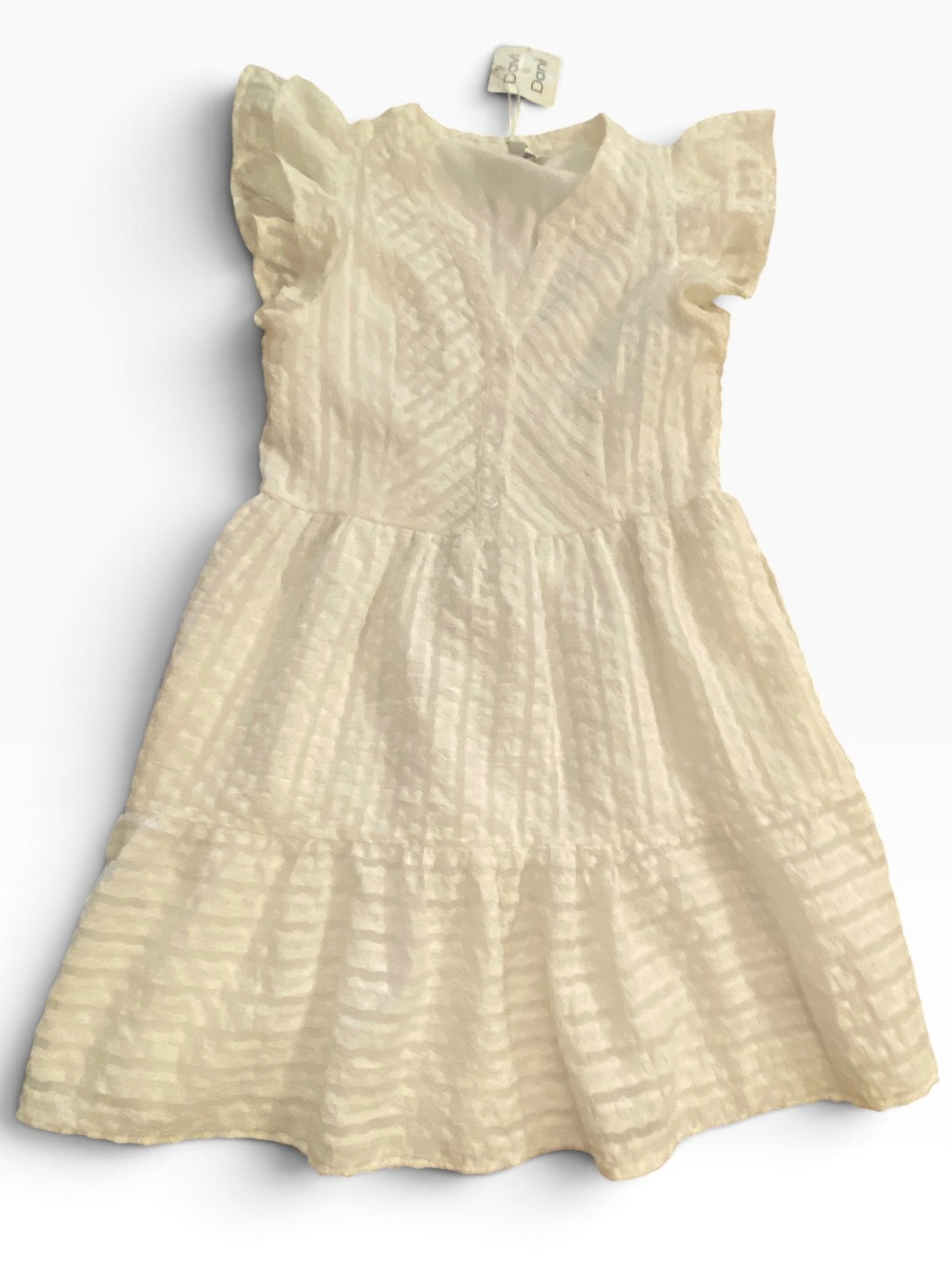 Davi & Dani Women’s White Ruffle Cottagecore Flutter Cap Sleeve Dress New smal